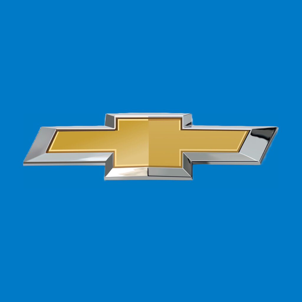 Chevrolet logo on a blue background.