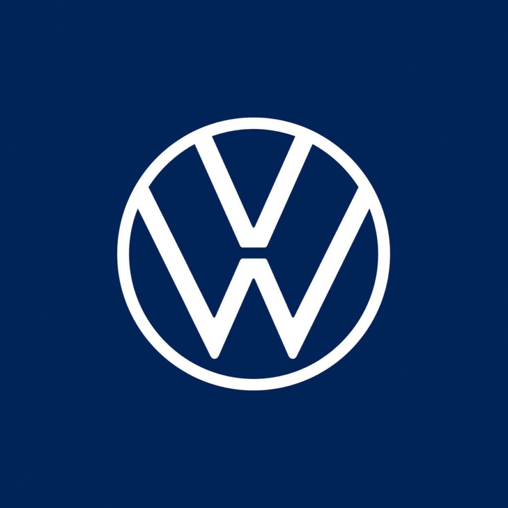 Volkswagen logo on a blue background.