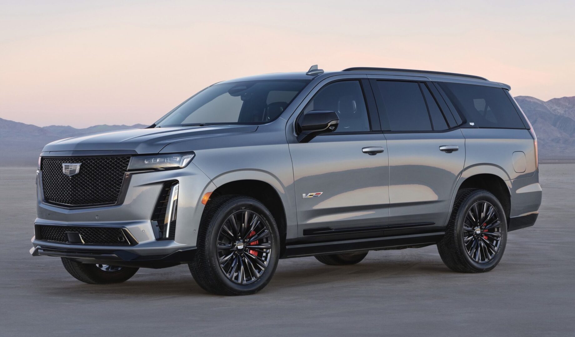 The 2020 cadillac escalade is shown in the desert.