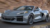 The 2019 chevrolet corvette stingray driving down a mountain road.