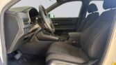 Modern car front interior with black cloth seats