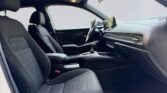 Modern car interior with touchscreen and fabric seats