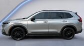 Silver crossover SUV side profile with black wheels
