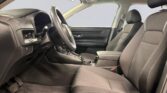 Car front interior with black cloth seats