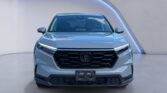 Front view of silver SUV in studio