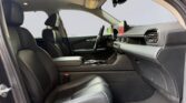 Black leather car interior with center console
